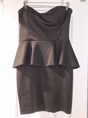 Arden B Strapless Black Peplum Sheath Dress